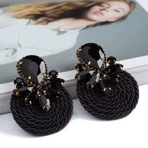 Bohemian Design Fashion Statement Crystal Stones Dangle Drop Earrings-Selected